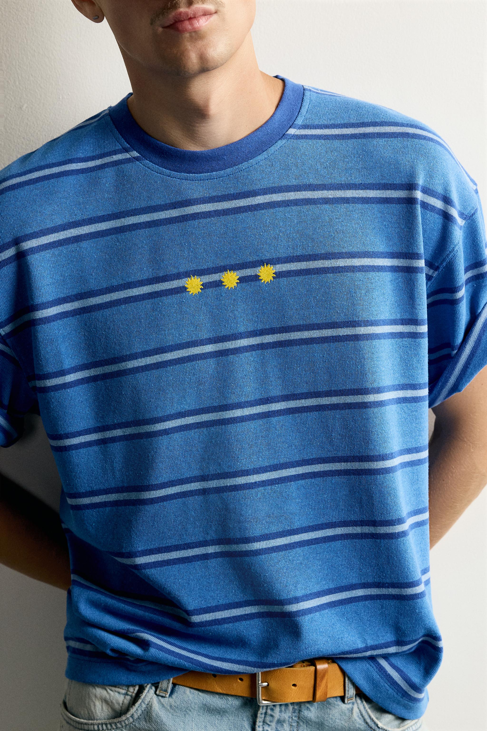 STRIPED JACQUARD EMBROIDERED T-SHIRT