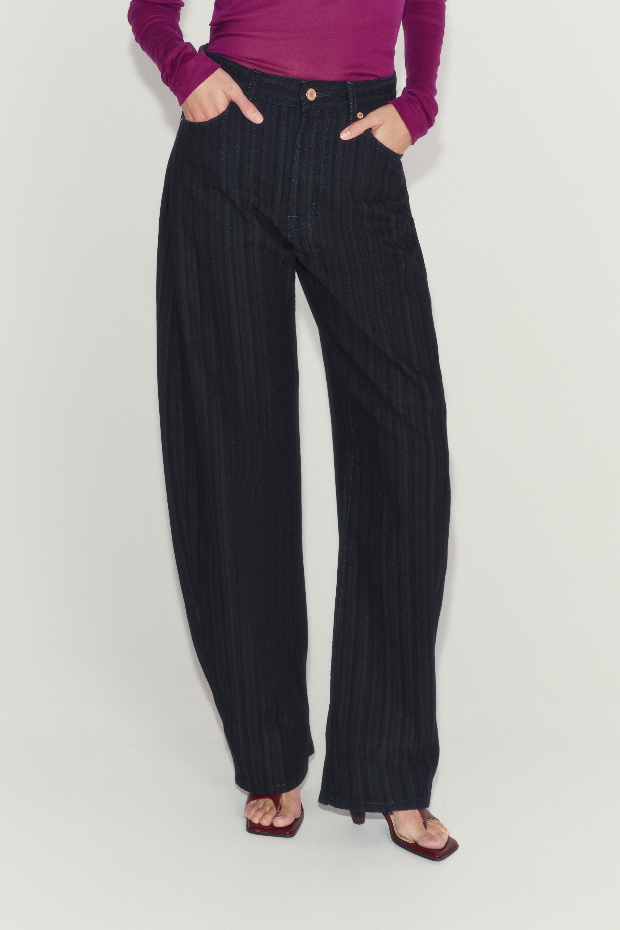 ZW COLLECTION MID-RISE JACQUARD BALLOON JEANS — Indigo