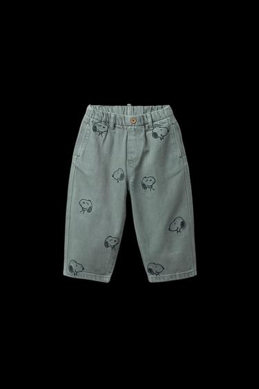 SNOOPY PEANUTS™ TWILL BAGGY TROUSERS - Blue by Zara