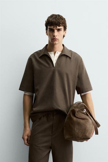 CAMISA POLO FLUIDA - Khaki de Zara