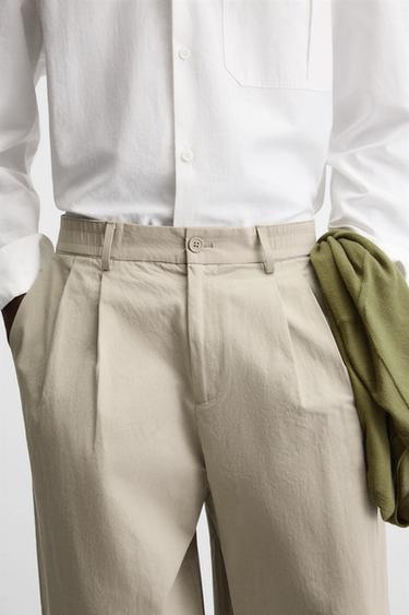 PLEATED CHINO TROUSERS - camel by Zara - Image 5