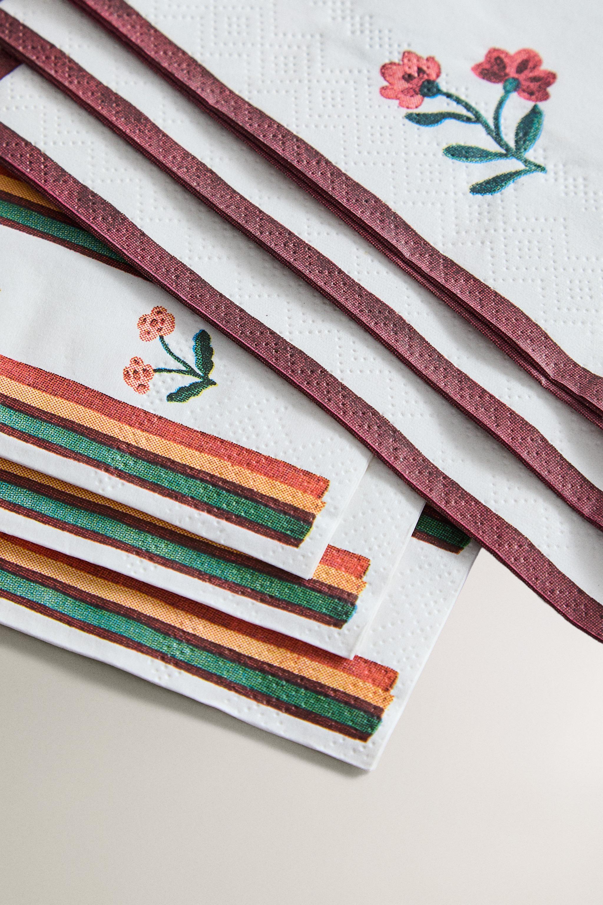 SET OF FLORAL PAPER NAPKINS (SET OF 15)