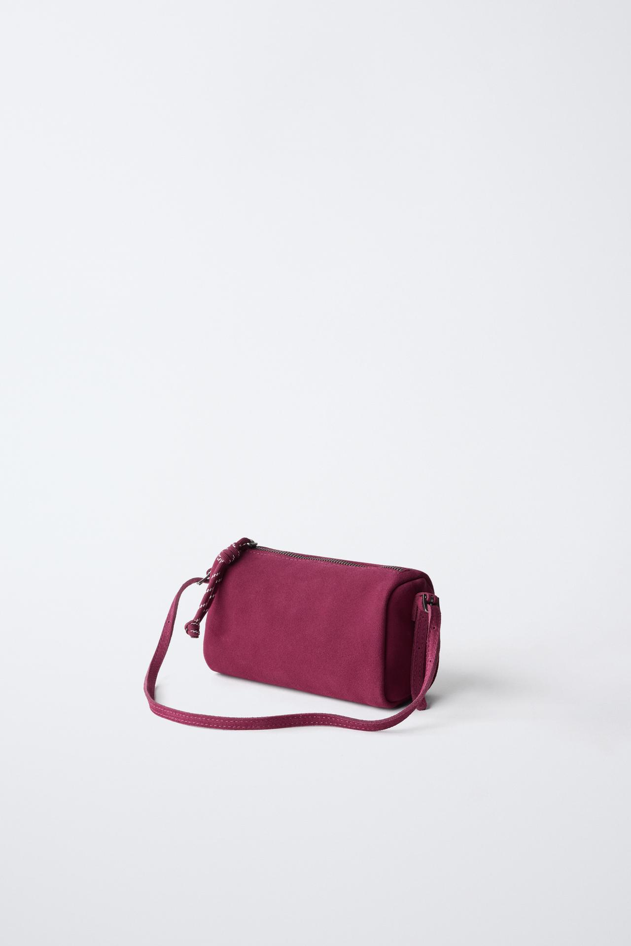 LEATHER SHOULDER BAG — Fuchsia