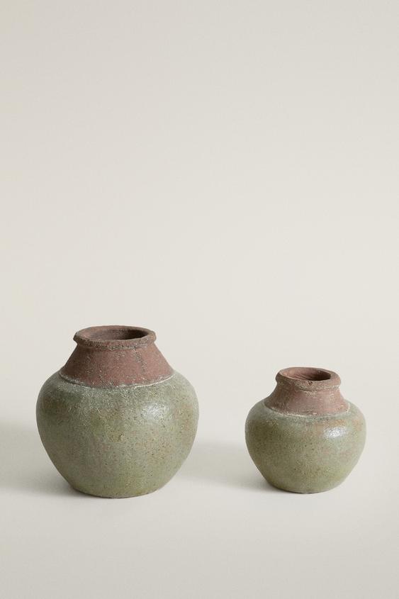 Zara DECORATIVE ROUND CERAMIC VASE - 淡紅色 - 圖片 0