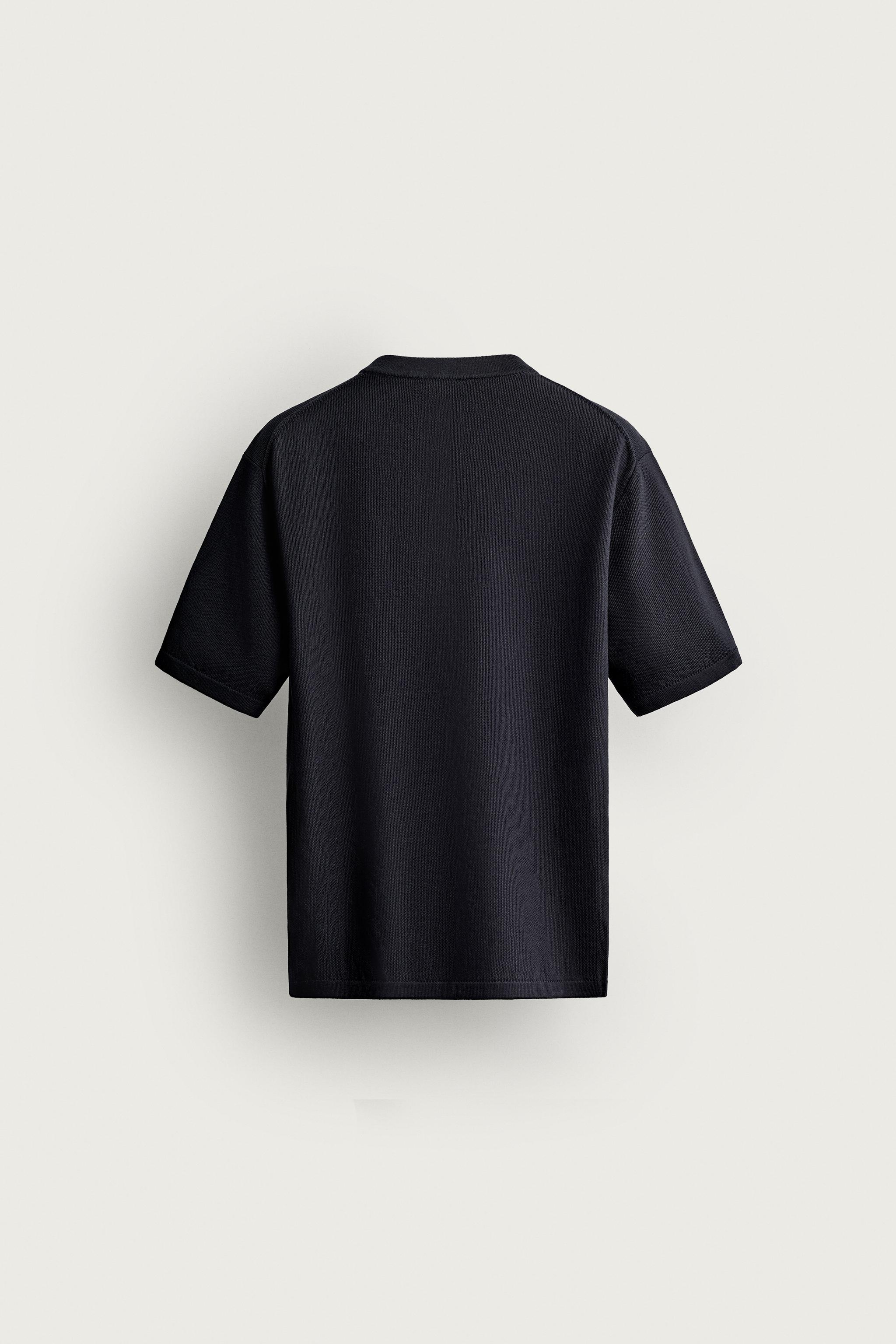洋楽 Fros't CAMISETA DE TRICÔ COM GOLA DE BOTÕES - Azul-marinho-escuro | ZARA
