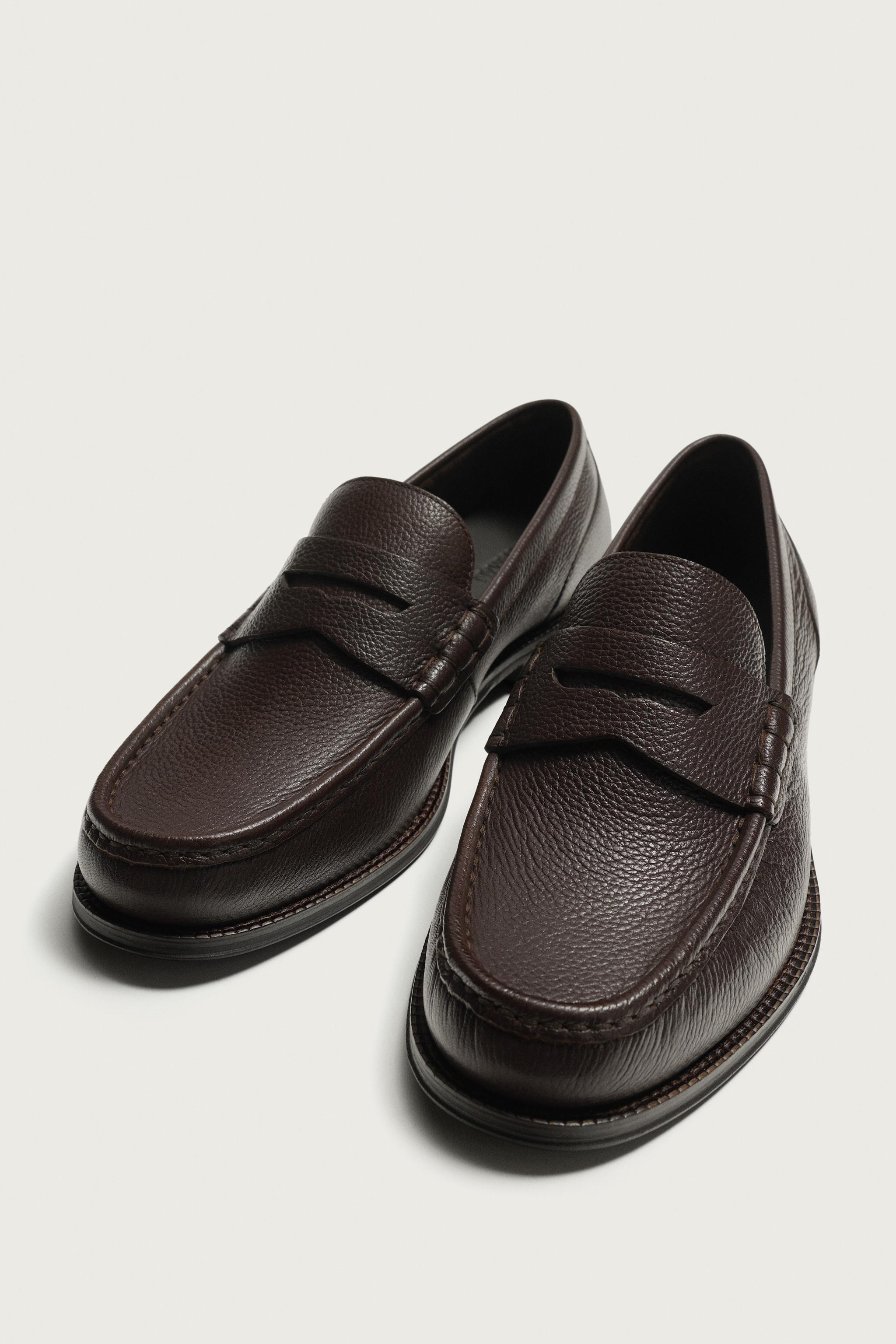 レザーペニーローファー - ブラウン | ZARA Japan / 日本