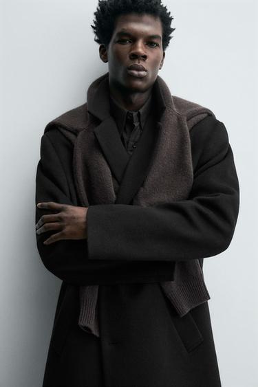 REGULAR FIT WOOL COAT - Black by Zara - Image 4