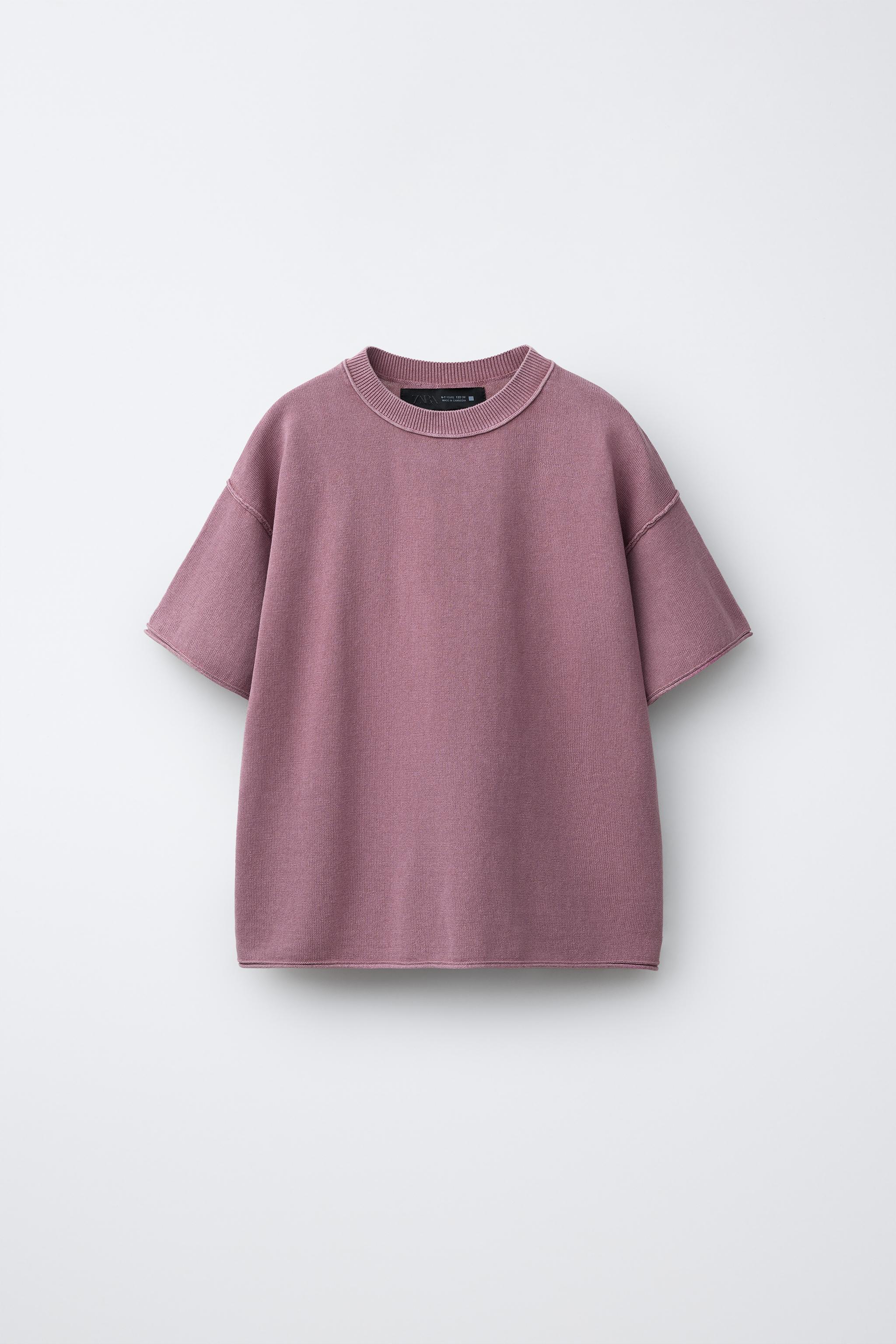 TKページ WASHED EFFECT KNIT T-SHIRT - Pale pink | ZARA United States