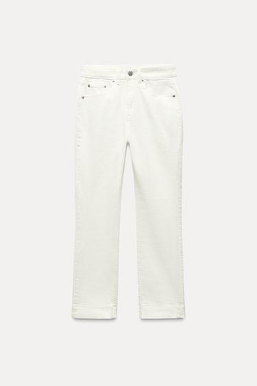 JEANS ZW COLLECTION BOOTCUT TIRO ALTO CROPPED - Blanco de Zara