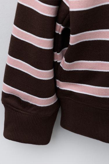 STRIPED HOODIE - Burgundy by Zara - Image 3