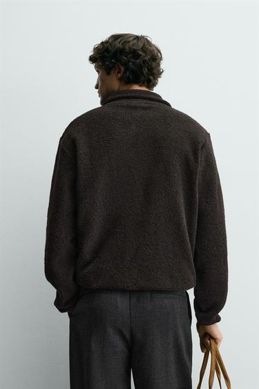 SWEAT EFFET MOUTON À COL ZIPPÉ - Marron foncé de Zara - Image 2