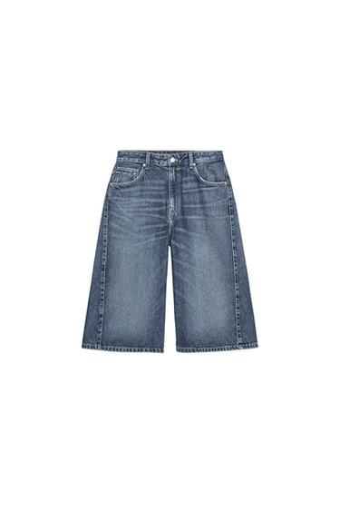 برمودا JORTS DENIM TRF بخصر متوسط - أزرق الخاص بـ Zara