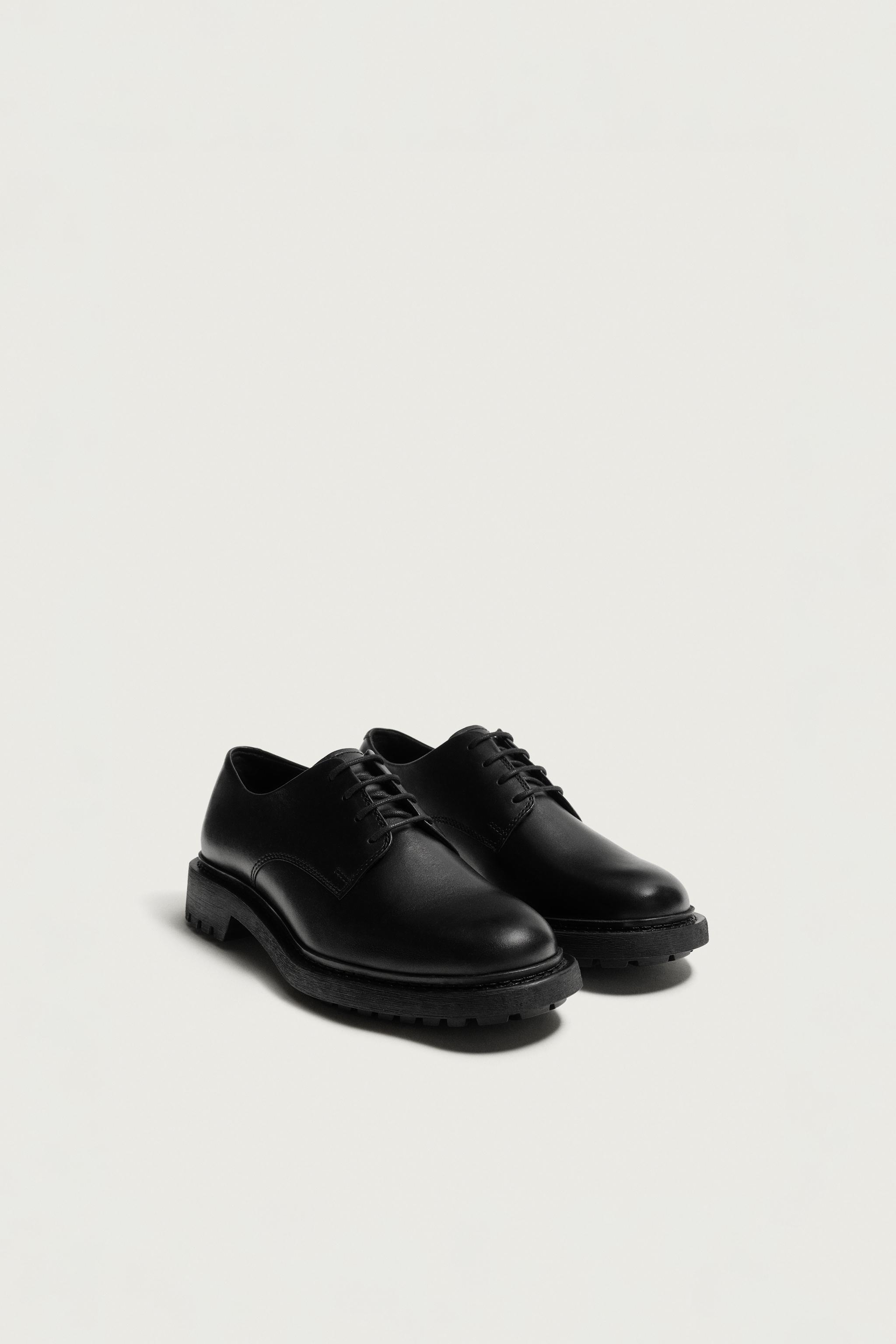 LEATHER DRESS SHOES — Black