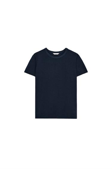 CAMISETA INTERLOCK MANGA CORTA - Marino de Zara