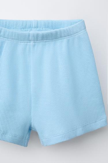 WAFFLE-KNIT T-SHIRT AND BERMUDA SHORTS CO-ORD - Mid-blue by Zara - Image 5