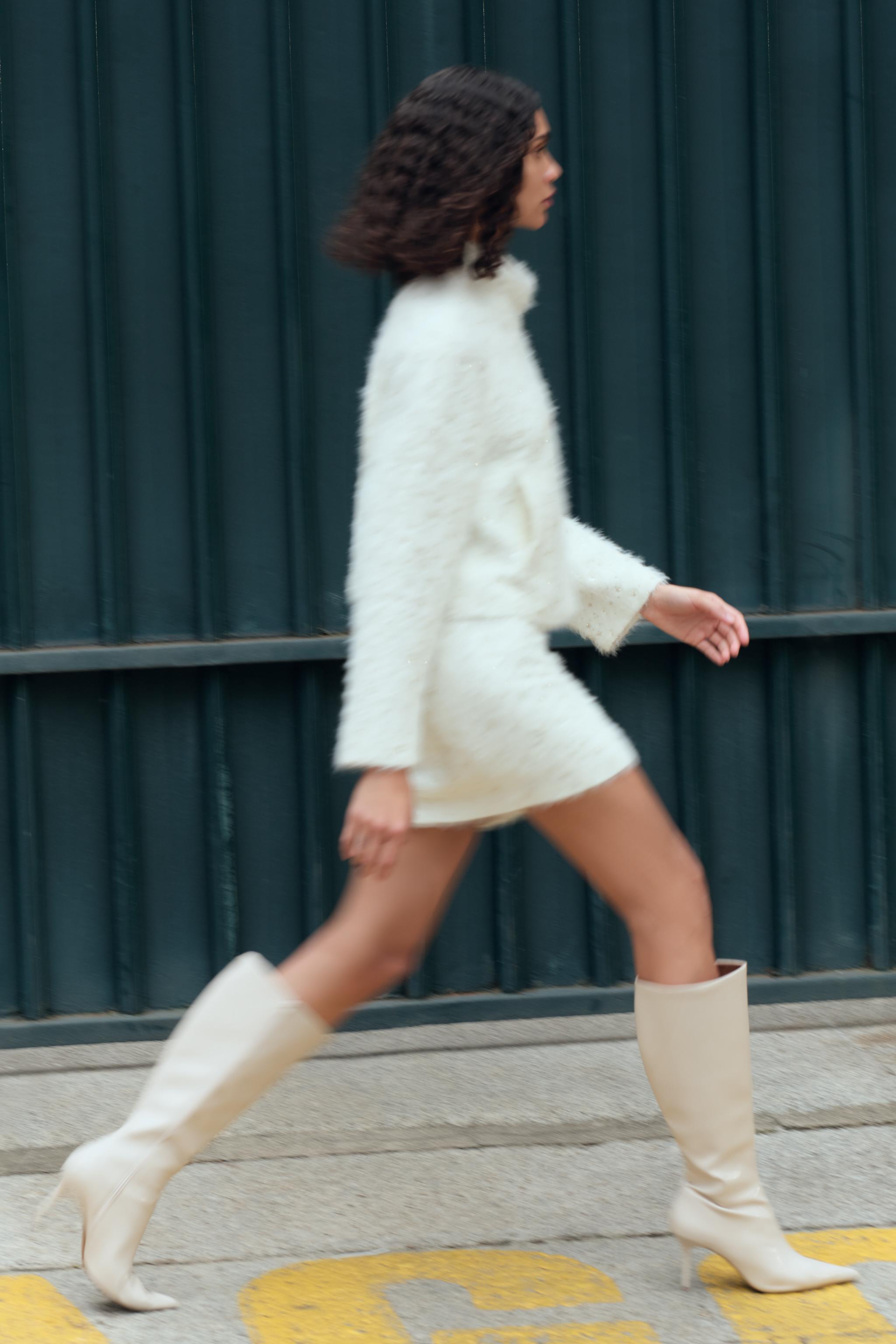 Boots blanches zara on sale