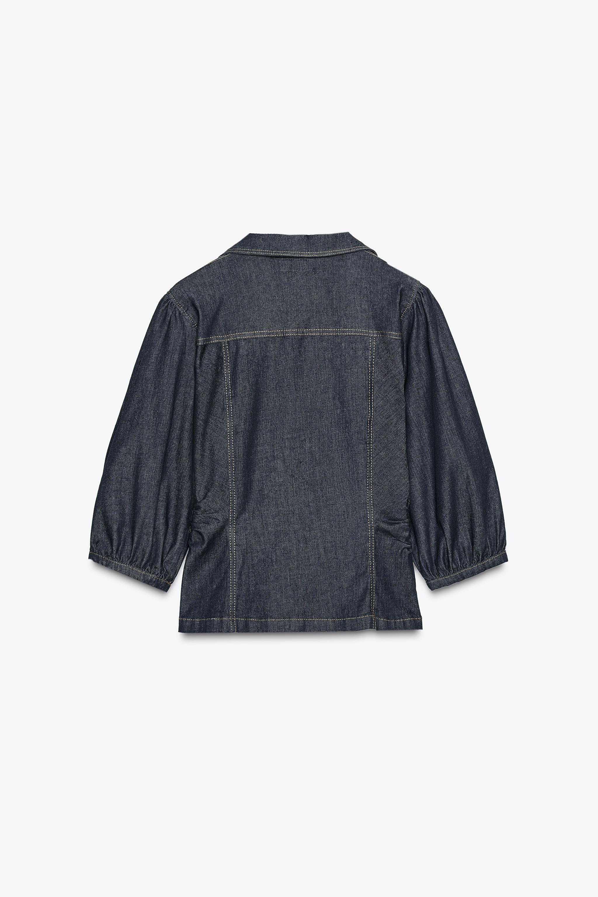 Z1975 FITTED DENIM PUFF SLEEVE SHIRT - Blue | ZARA United States