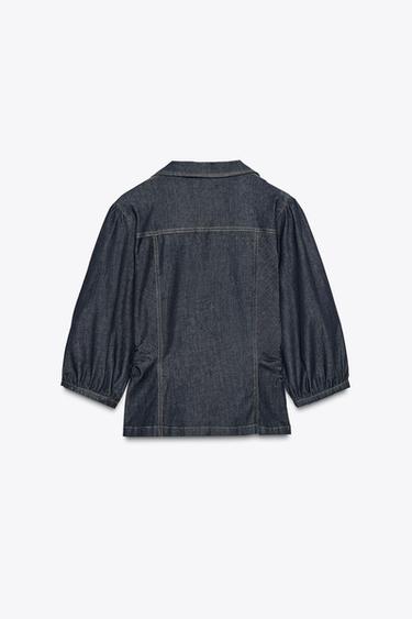 Z1975 FITTED DENIM PUFF SLEEVE SHIRT - Blue by Zara - Image 7