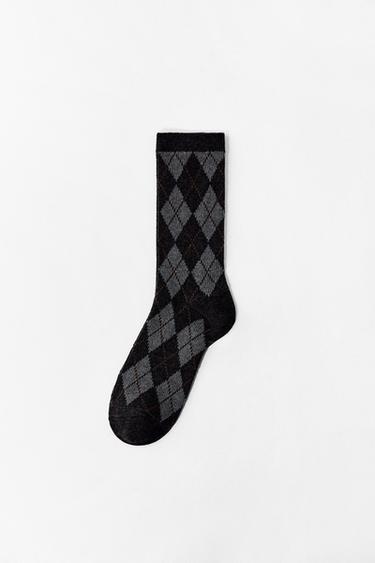 CALCETINES ALGODÓN ROMBOS - Gris de Zara
