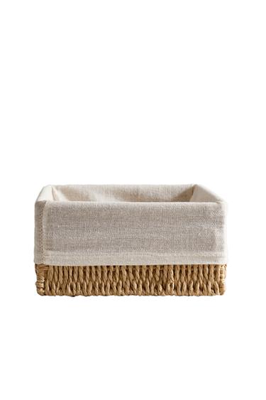 Zaras FYRKANTIG KORG MED BOMULLSFODER - Ljust beige