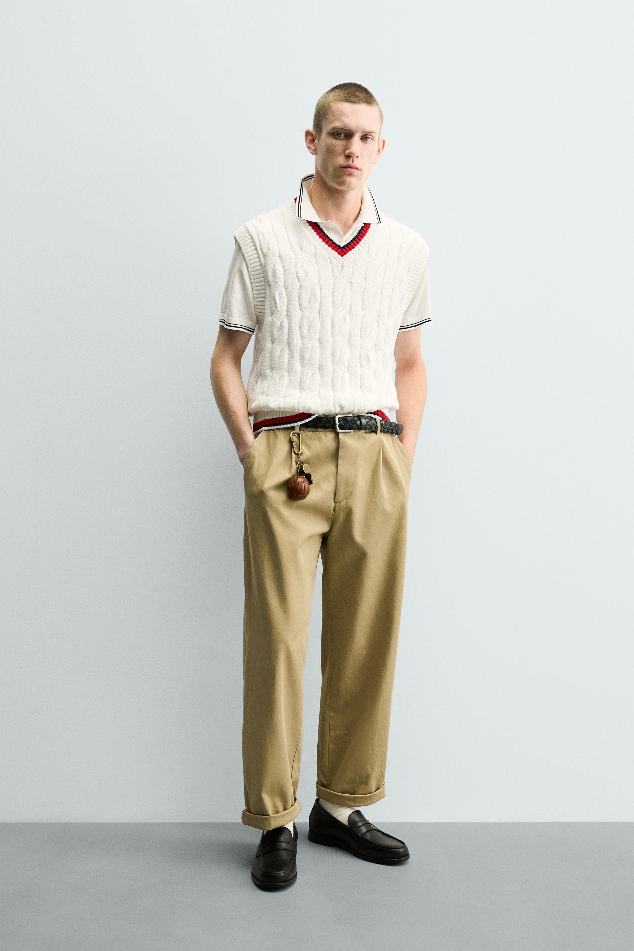 コントラストケーブルニットベスト - ホワイト | ZARA Japan / 日本