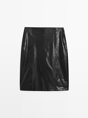 Zara Animal print leather mini skirt - Black