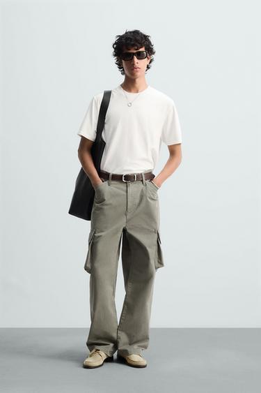 PANTALÓN LAVADO CARGO - kaki-med de Zara - Imagen 0