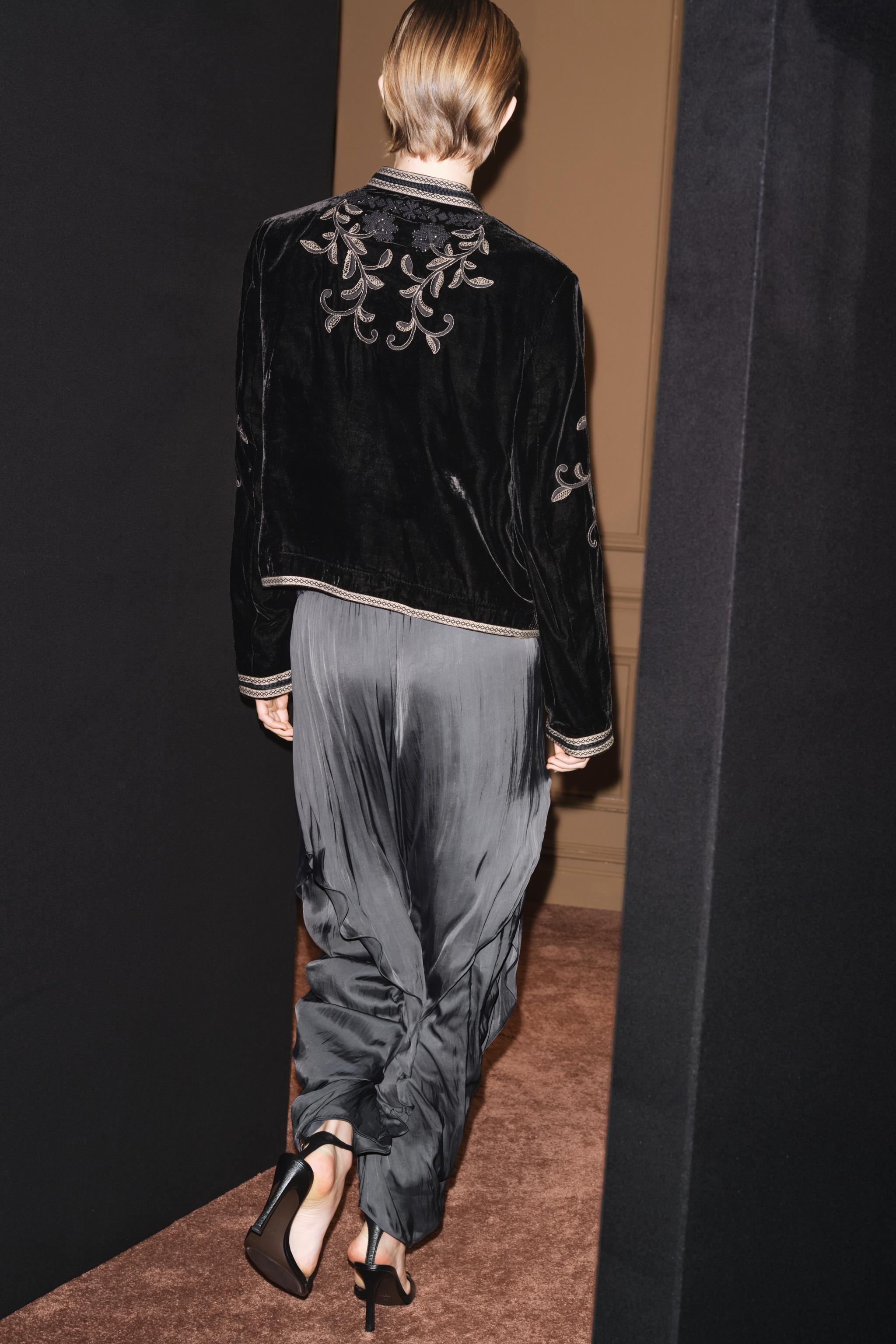 BLOUSON EN VELOURS BRODÉ À FANTAISIE ZW COLLECTION