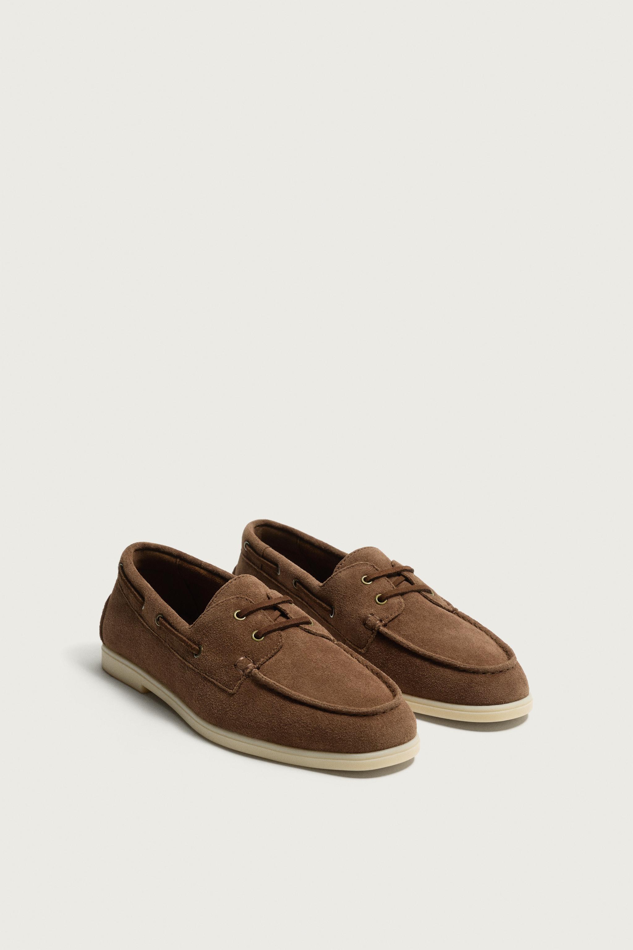 LEATHER BOAT SHOES — Brown (alternate view)