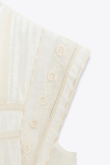 ZW COLLECTION EMBROIDERED BLOUSE - Ecru by Zara - Image 7