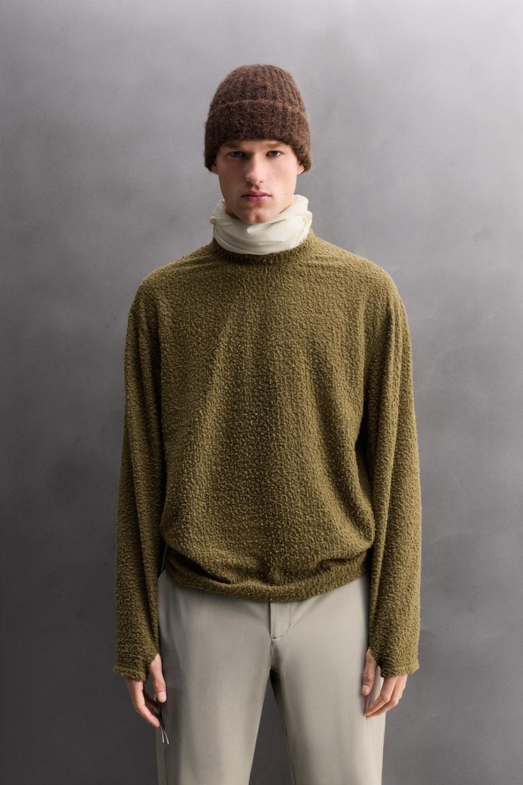 ZARA TEXTURED WOOL BLEND SWEATSHIRT