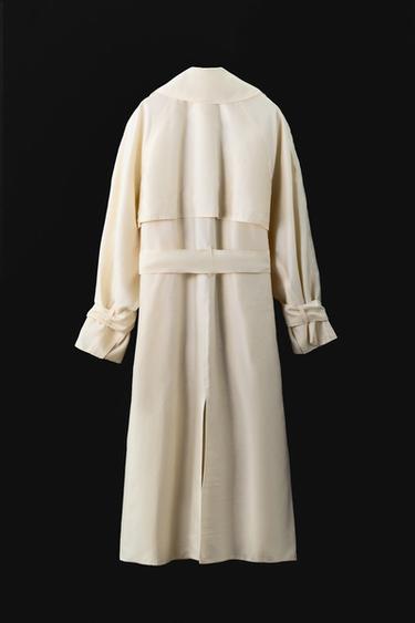 ZW COLLECTION FLOWING TRENCH COAT WITH BELT - Ecru by Zara - Image 12