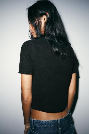 SOFT KNIT SHORT SLEEVE JUMPER - Black by Zara - Image 1