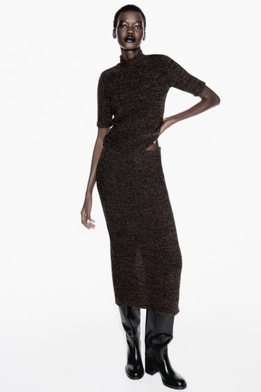 JUPE JACQUARD BOUCLÉ BRILLANT - Marron de Zara - Image 0