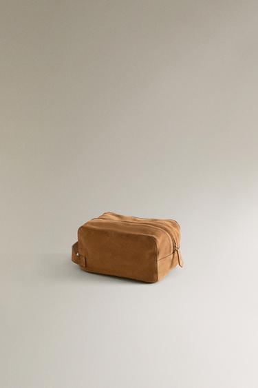 SPLIT LEATHER WASH BAG - Brown by Zara - Image 2