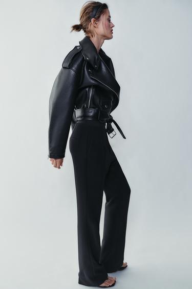 BLOUSON DE MOTARD EN MATIÈRE SYNTHÉTIQUE - Noir de Zara - Image 3