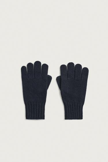 WOOL BLEND KNIT GLOVES — Dark navy 1