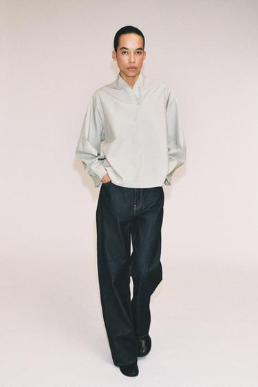ZW COLLECTION V-NECK SHIRT — Stone 2