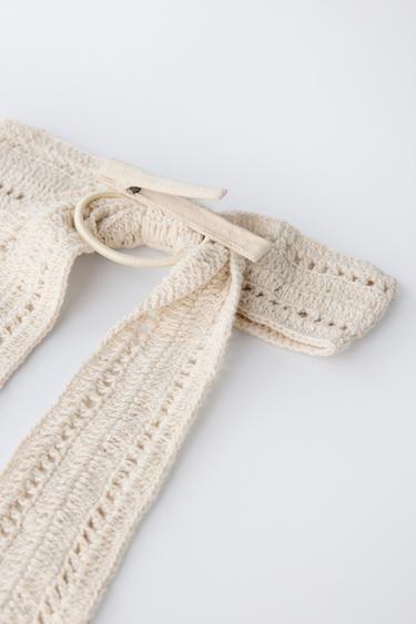 KNIT BOW CLIP SCRUNCHIE - Ecru by Zara - Image 3