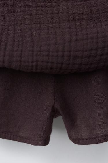 JUPE-SHORT TEXTURÉE AVEC NŒUD - Grenat foncé de Zara - Image 3