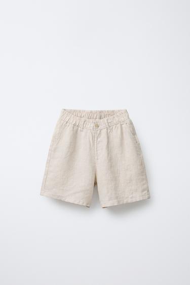 100% LINEN BERMUDA SHORTS - Light beige by Zara