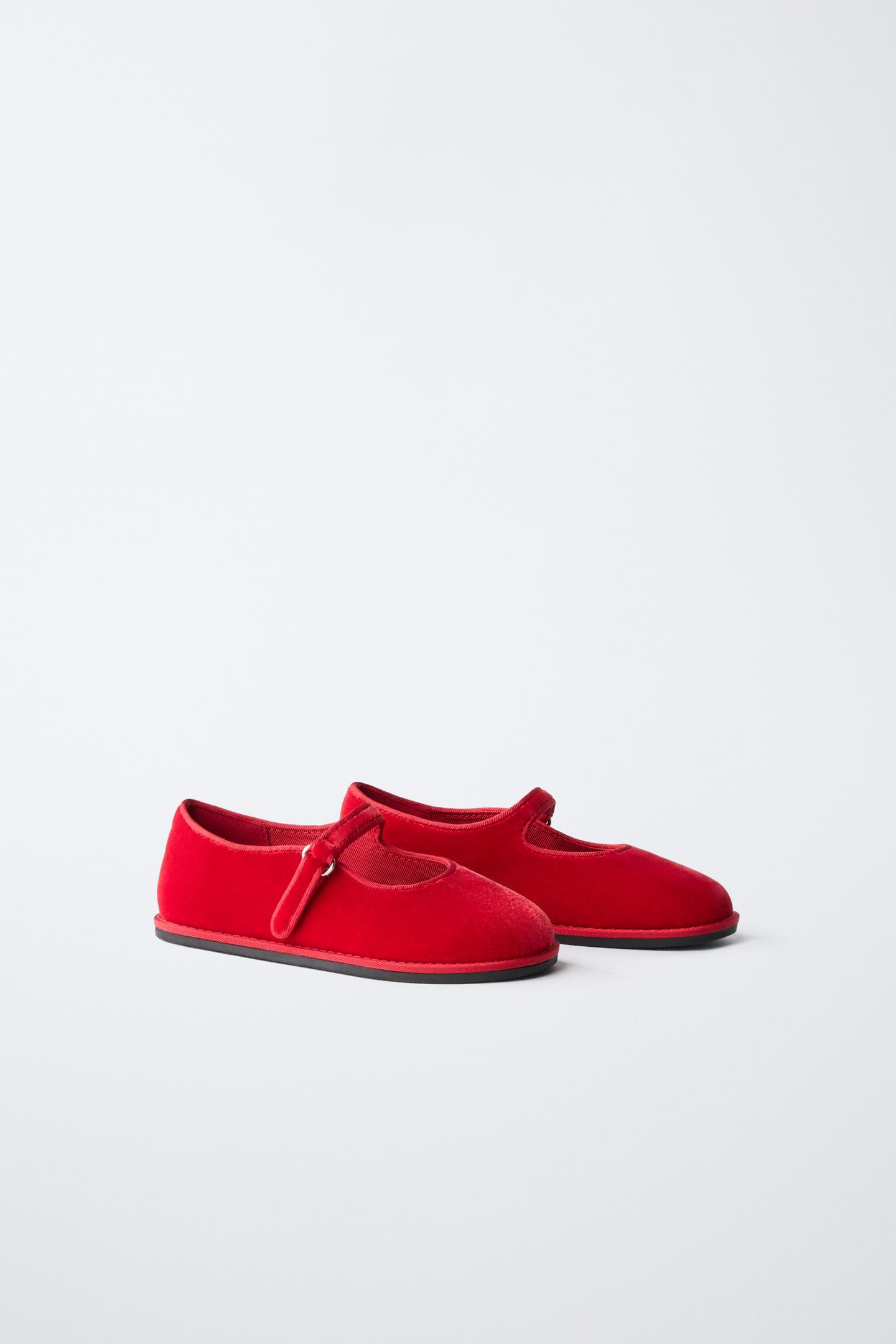 Детские балетки Zara Velvet Ballet Flats, цвет: Красный — фото 2
