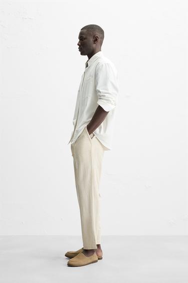 PANTALON RELAXED FIT COTON - LIN - Beige clair de Zara - Image 3