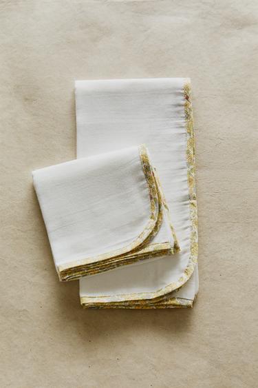 PACK OF BABY MUSLIN CLOTHS WITH FLORAL PIPING - Cream by Zara - Image 5