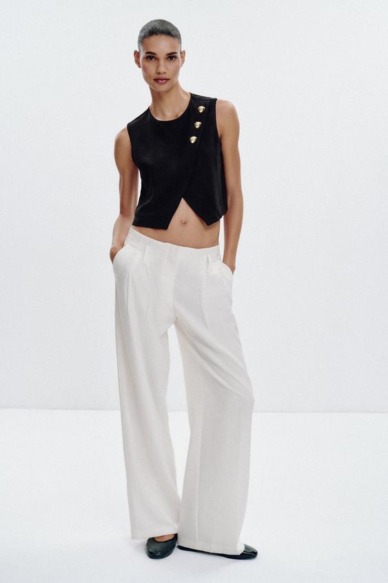 GOLD BUTTON WRAP TOP