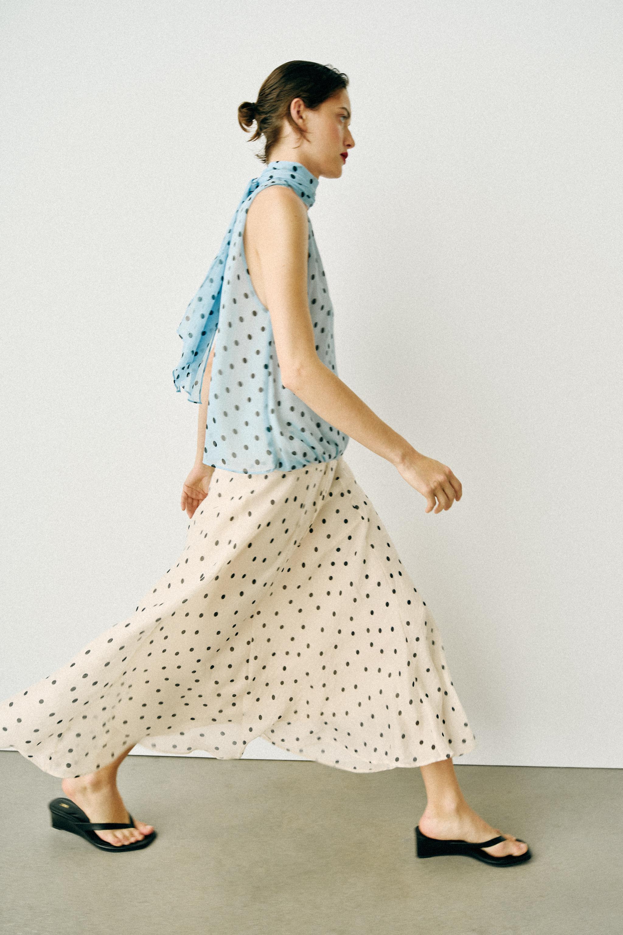 Женские рубашки Zara POLKA DOT TIE TOP — фото 3