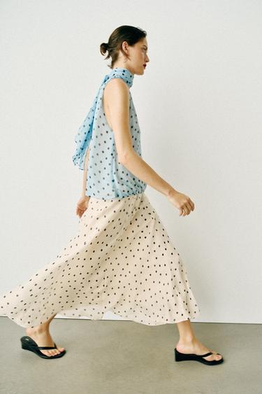 TOP À POIS ET NŒUD - bleu/noir de Zara - Image 2