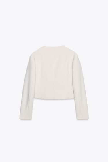 VESTE COURTE CROISÉE - Écru de Zara - Image 8