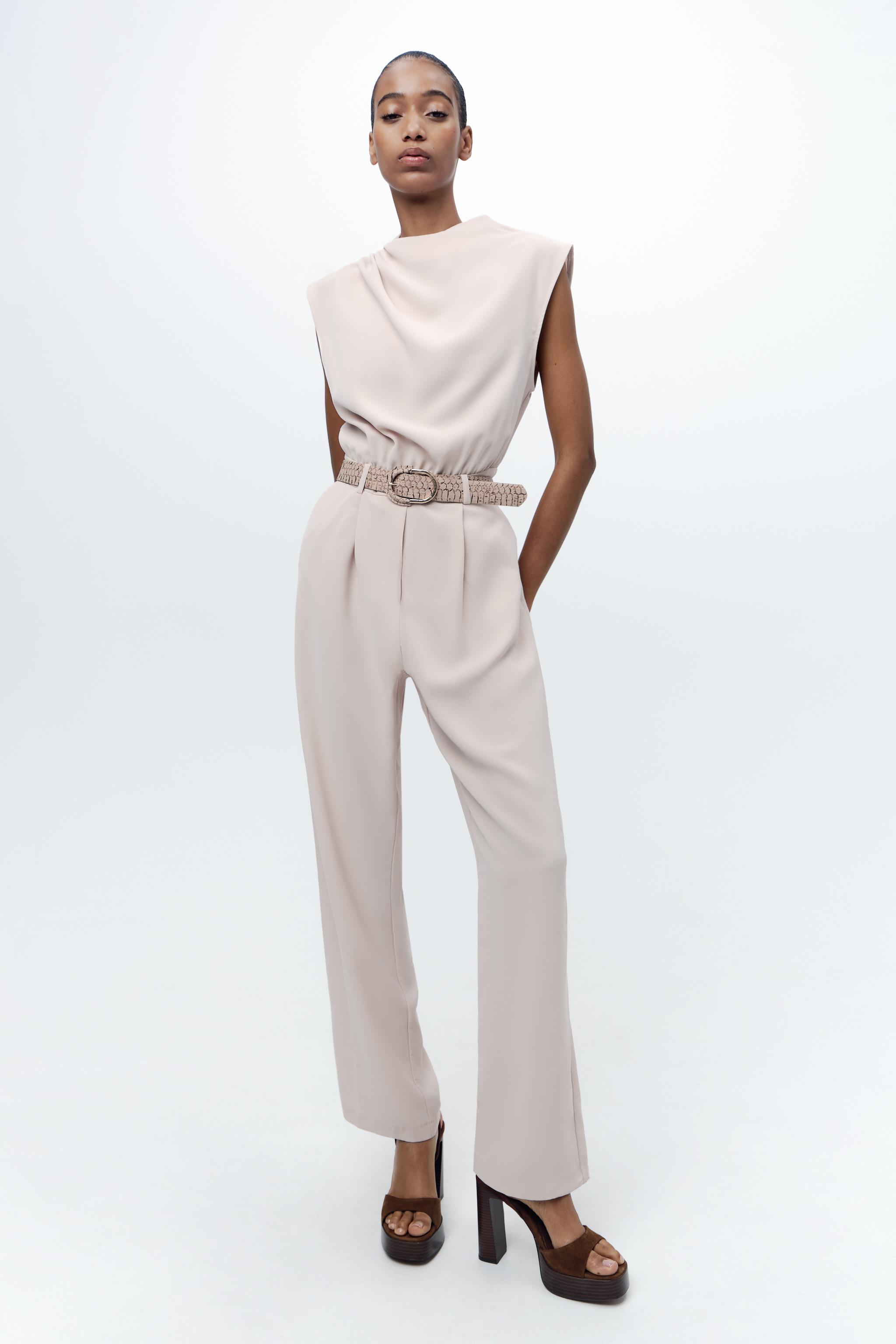 Beige jumpsuit zara online