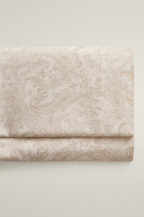 Zaras ÖVERLAKAN PAISLEY I SATIN (TRÅDTÄTHET PÅ 300) - Beige - Bild 0